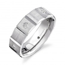 14k White Gold Bezel Round Diamond Men's Band