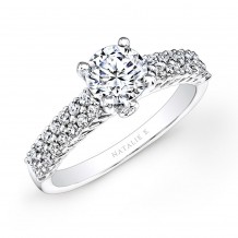 18k White Gold Prong Set Raised Shank White Diamond Engagement Ring