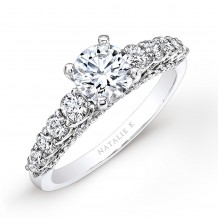 18k White Gold Prong Bezel Set White Diamond Engagement Ring