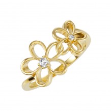 14k Yellow Gold Diamond Floral Fashion Ring