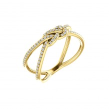 14k Yellow Gold Diamond Knot Fashion Ring