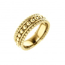 14k Yellow Gold Wide Beaded Fashion Ring