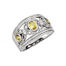 14k White Gold Yellow Sapphire and Diamond Butterfly Band