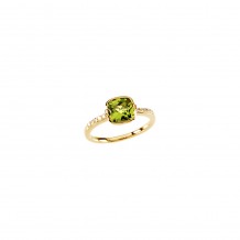 14k Yellow Gold Diamond and Peridot Stackable Ring