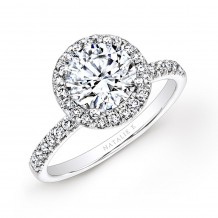18k White Gold Prong Set Halo White Diamond Engagement Ring