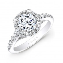 18k White Gold Halo Diamond Engagement Ring