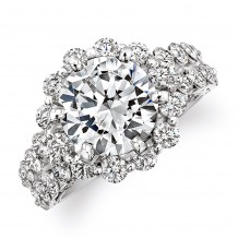 18k White Gold Prong Set Diamond Halo Engagement Ring