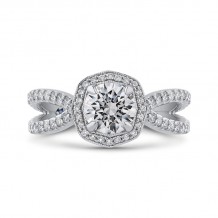 Shah Luxury Platinum Round Cut Diamond Halo Engagement Ring (Semi-Mount)