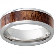 Serinium Pipe Cut Band with Exotic Tiger Koa Wood Inlay