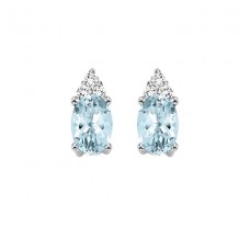 Gems One 10Kt White Gold Diamond (1/20Ctw) & Aquamarine (5/8 Ctw) Earring