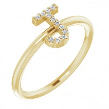 14K Yellow .05 CTW Diamond Initial J Ring