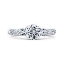 Shah Luxury 14K White Gold Round Diamond Engagement Ring with Split Shank (Semi-Mount)