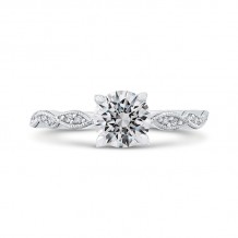 Shah Luxury 14K White Gold Round Diamond Floral Engagement Ring (Semi-Mount)