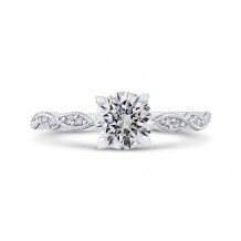 Shah Luxury 14K White Gold Round Diamond Floral Engagement Ring (Semi-Mount)