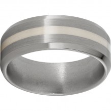 Titanium Beveled Edge Band with a 2mm Sterling Silver Inlay and Satin Finish