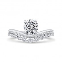 Shah Luxury 14K White Gold Round Cut Diamond Engagement Ring (Semi-Mount)