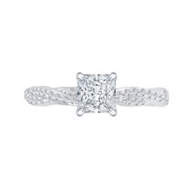 Shah Luxury 14K White Gold Princess Diamond Engagement Ring with Criss-Cross Shank (Semi-Mount)