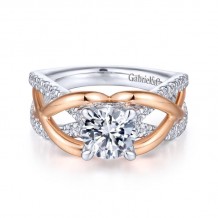 Gabriel & Co. 14k Two Tone Gold Contemporary Twisted Engagement Ring