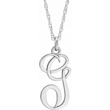 14K White Script Initial G 16-18 Necklace