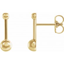 14K Yellow Bar & Ball Earrings