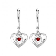 Gems One Silver Diamond (1/50 Ctw) & Created-Garnet (1/8 Ctw) Earring