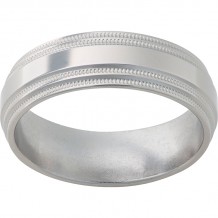 Titanium Flat Band with Double Milgrain Grooved Edges and Polish Finish