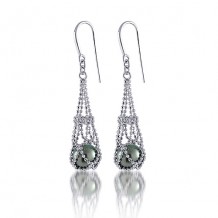 Imperial Pearl Sterling Silver Tahitian Pearl Lace Earrings