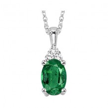 Gems One 10Kt White Gold Diamond (1/50Ctw) & Emerald (1/2 Ctw) Pendant