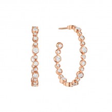 Henri Daussi 14k Rose Gold Diamond Hoop Earrings