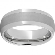 Serinium Domed Band with a 4mm Laser Satin Strip