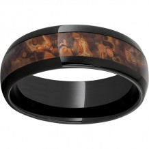 Black Diamond Ceramic Domed Band with  Distressed Copper Inlay