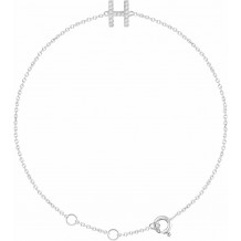14K White .06 CTW Diamond Initial H 6-7 Bracelet