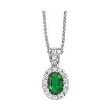 Gems One 14Kt White Gold Diamond (1/10Ctw) & Emerald (3/8 Ctw) Pendant