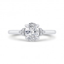 Shah Luxury 14K Two Tone Gold Three Stone Plus Round Diamond Engagement Ring