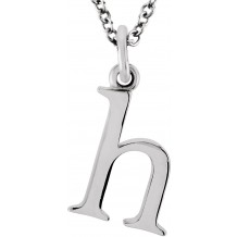 14K White Lowercase Initial h 16 Necklace