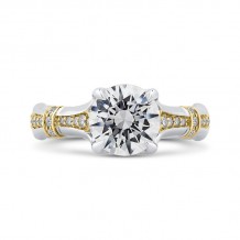 Shah Luxury 14K Two-Tone Gold Round Cut Diamond Floral Engagement Ring (Semi-Mount)