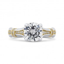 Shah Luxury 14K Two-Tone Gold Round Cut Diamond Floral Engagement Ring (Semi-Mount)