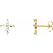 14K Yellow 1/3 CTW Diamond Cross Earrings
