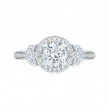 Shah Luxury Round Diamond Halo Engagement Ring In 14K White Gold (Semi-Mount)