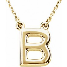 14K Yellow Block Initial B 16 Necklace