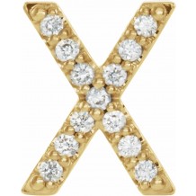 14K Yellow .06 CTW Diamond Single Initial X Earring