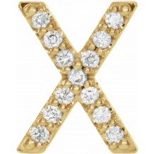 14K Yellow .06 CTW Diamond Single Initial X Earring