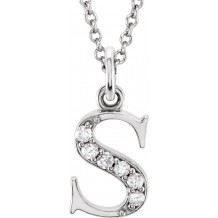 14K White .03 CTW Diamond Lowercase Initial s 16 Necklace