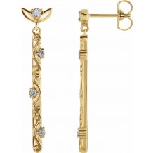 14K Yellow 1/8 CTW Diamond Vintage-Inspired Dangle Earrings