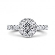Shah Luxury Round Halo Diamond Engament Ring In 14K White Gold (Semi-Mount)
