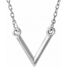 14K White V 16.5 Necklace