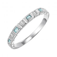 Gems One 10Kt White Gold Diamond (1/12Ctw) & Aquamarine (1/8 Ctw) Ring