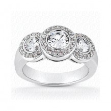 14k White Gold Diamond Semi-Mount 3 Stone Engagement Ring