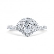 Shah Luxury 14K White Gold Pear Diamond Engagement Ring (Semi-Mount)