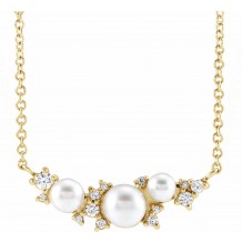 14K Yellow Akoya Cultured Pearl & .08 CTW Diamond 18 Necklace